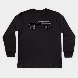 1987 Ford Bronco 4x4 - profile stencil, white Kids Long Sleeve T-Shirt